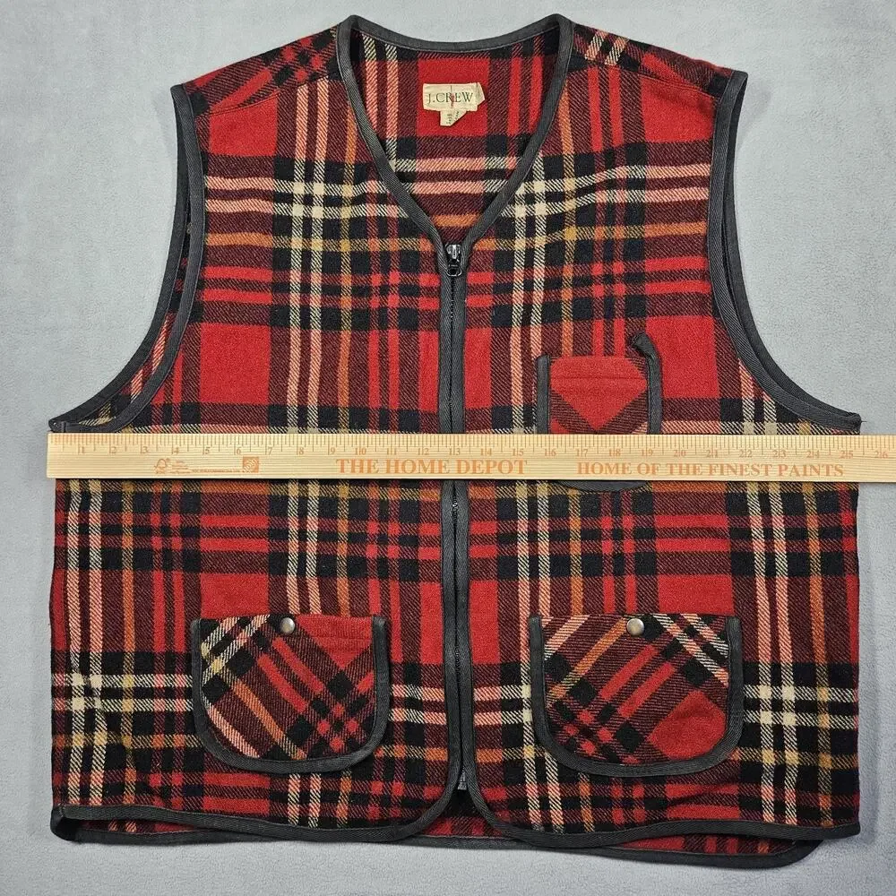 Vintage J.Crew Wool‎ Hunting Vest Men’s Size XL Red Plaid Oarsman Outdoorsman